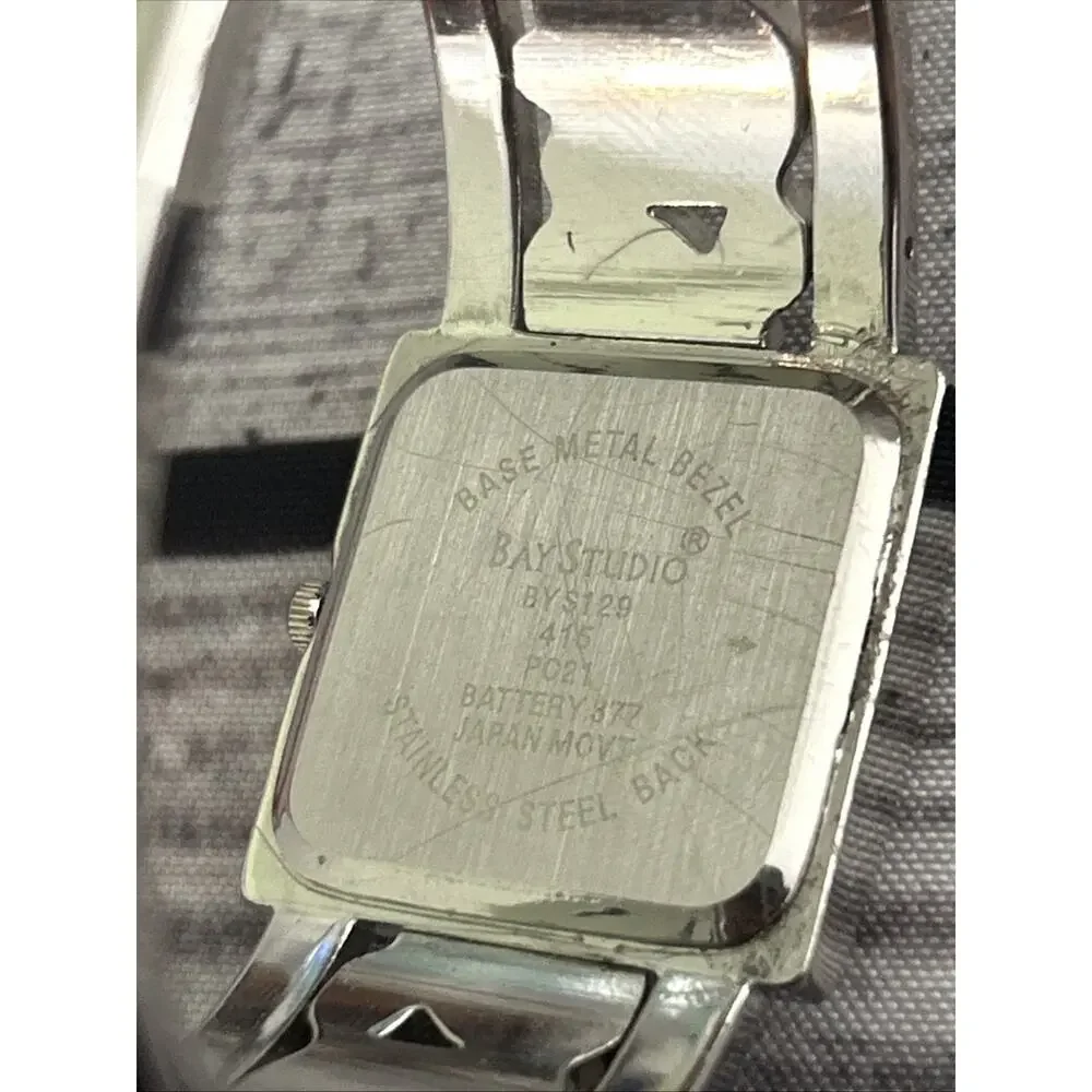 Bay Studio Abalone Accents Silver Tone Women’s Cuff Watch